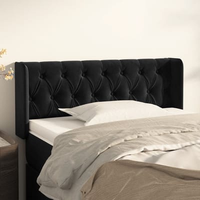 vidaXL - Hoofdbord - met - randen - 93x16x78/88 - cm - fluweel - zwart