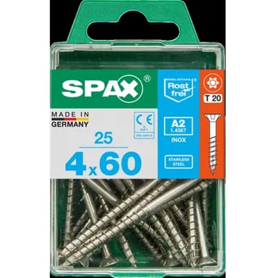 Spax Universele Schroef T-star Rvs Verzonken Kop Torx T20 - 4x60mm - 25 Stuks