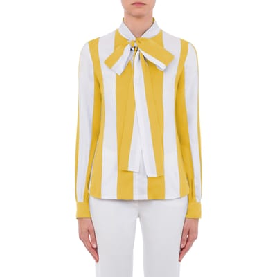 Moschino Striped Shirt In Cotton And Silk Barrè Yellow Größe: 40 | Blusen Outlet | Damen | Gelb