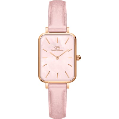 Daniel Wellington zegarek Quadro Pink leather damski kolor różowy DW00100636