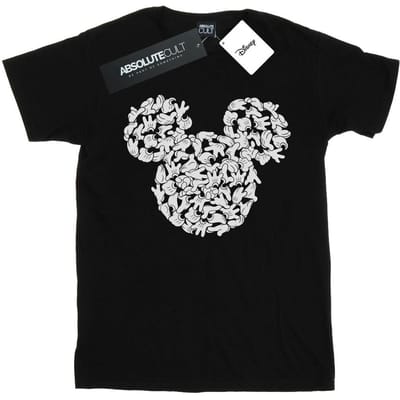 Disney Heren Mickey Mouse Hoofd van Handen T-Shirt (Zwart)