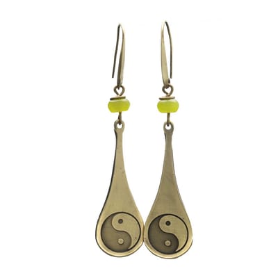 Bela Donaco - Oorbellen Minimalisme – Spiritual – Yin Yang – Peridot – Messing