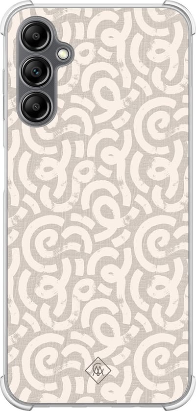 Casimoda® hoesje - Geschikt voor Samsung Galaxy A14 5G - Ivory Abstraction - Shockproof case - Extra sterk - TPU/polycarbonaat - Bruin/beige, Transparant