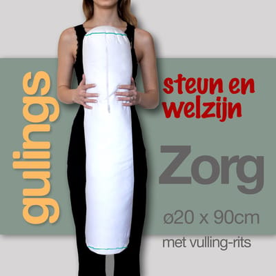 GulingZorg® Rolkussen met sleeve celadon - Langdurig bedgebonden ø20 x 90 cm, 100% Percu Katoen (huisstofmijtvrij), Dacron Comforel Allerban vulling (anti-allergeen)