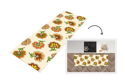Keukenloper 150x50 cm - Keukenmat vinyl Design - Bloemen - Retro - Vintage - Keukenmatten loper - Keuken vloerkleed tapijt