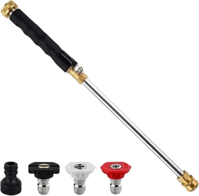 Hogedrukspuit - Reinigingsspuit Tuinslang - Buiten Schoonmaken - Met Messing Connector - 48 cm - Zilver