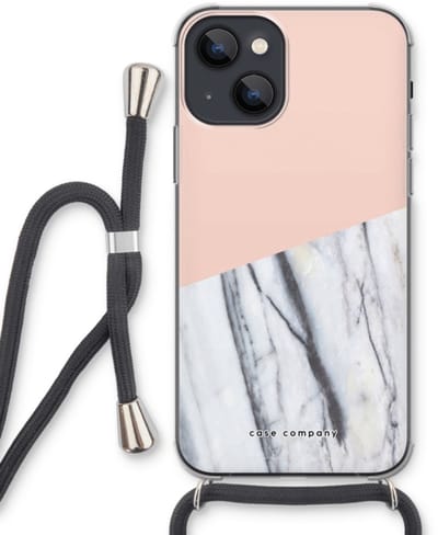 Case Company® - Hoesje met koord geschikt voor iPhone 13 mini hoesje met Koord - A touch of peach - Telefoonhoesje met Zwart Koord - Bescherming aan alle Kanten en Over de Schermrand