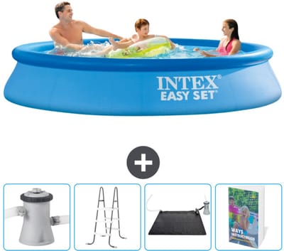 Intex Rond Opblaasbaar Easy Set Zwembad - 305 x 61 cm - Blauw - Inclusief Zwembadfilterpomp - Ladder - Solar Mat - Zwembadgids