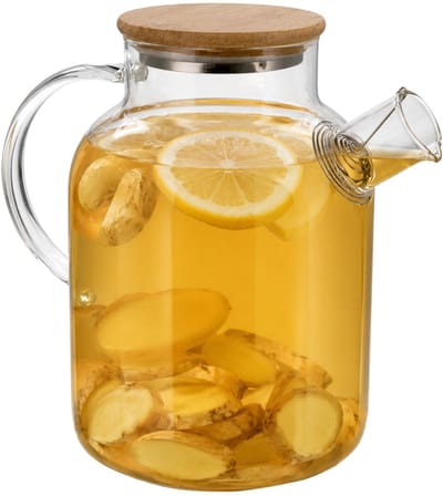 Gerimport Theepot met filter - 1,8 liter - glas/bamboe - 1,84 x 20 x 1,82 cm - kan/karaf