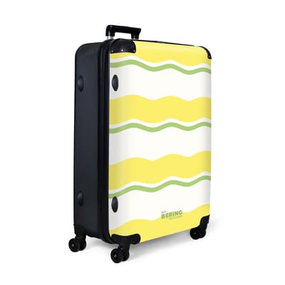 NoBoringSuitcases.com® - Koffer groot - Reiskoffer lichtgewicht - Golvende strepen in geel met groen - Rolkoffer met 4 wielen - Grote trolley XL - 98 liter bagage
