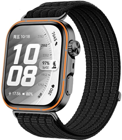 Strap-it Ultra Thin bandje Nylon geschikt voor Huawei Watch Fit 5 Pro / 5 / 4 Pro / 4 / 3 - Zwart