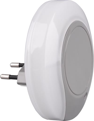 Stekkerlamp - Stekkerspot met Dag en Nacht Sensor Incl. Schakelaar - Trion Jiko - 0.4W - Warm Wit 3000K - Rond - Mat Grijs - Kunststof