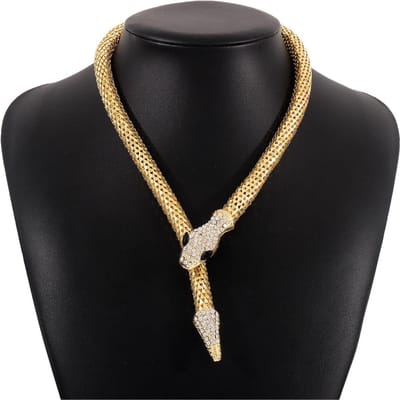 Collier Serpent Punk Cristal Magnétique Pour Femmes Chaîne Serpent Magnétique Au Cou Ras Du Cou Bijoux Féminins Fête Concours Cadeau black