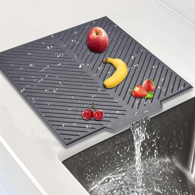 Siliconen Afwasmat met Gaten, Sneldrogende Keukenmat 43 x 33.5 x 0.5 cm, Werkblad Bescherming, Afwas Droogoplossing en Afvoerfunctie voor Borden