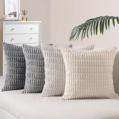 Set van 4 Kussenhoezen 60x60 cm Grijs - Corduroy Decoratieve Kussens voor Bank, Slaapkamer en Woonkamer