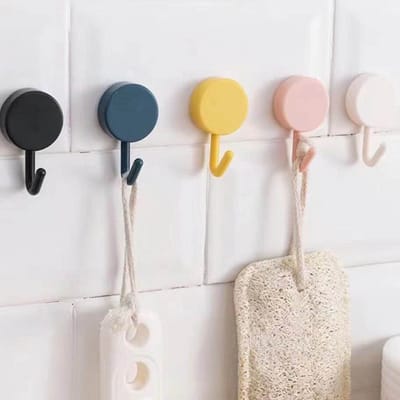 5 Stuks Zelfklevende Haakjes - Sterk en Zonder Boren - Ophanghaken Zelfklevend - Plakhaakjes voor Keuken, Badkamer en Kinderkamer - 4 Willekeurige Kleuren