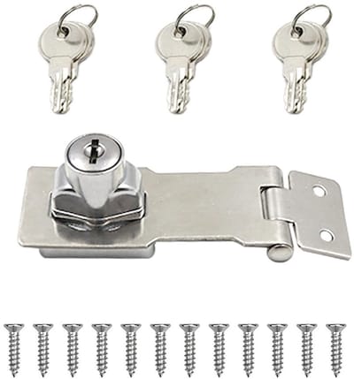 Dailygoods- Hangslot met Sleutels - Hasp Hangslot - Deurvergrendeling - Meubelvergrendeling - Zilveren Ijzeren Beveiliging - Eenvoudige Installatie - Vergrendeling
