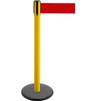 Afzetpaal met trekband GLA 29, geel, trekband rood