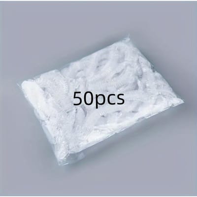 50 pièces de Bonnet de Douche en Plastique Transparent, Bonnet de Bain pour Protection des Cheveux, Idéal pour les Essentiels d'Hôtel et de Voyage, Soin Profond des Cheveux transparent