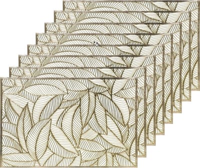 Decoris Tafel placemats - 8x - gouden bladeren - 30 x 45 cm - diner - ontbijt - kerst