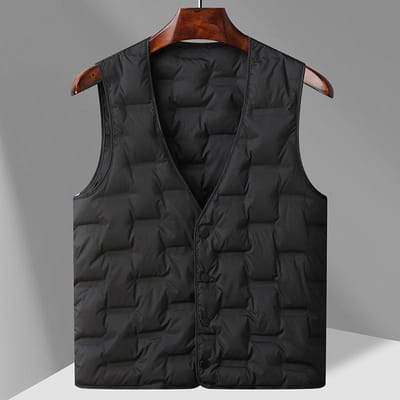 Donsvest Heren Herfst en Winter Nieuw Outdoor Warm Vest 90 Witte Eendendons Bovenkleding Gilet 4XL zwart