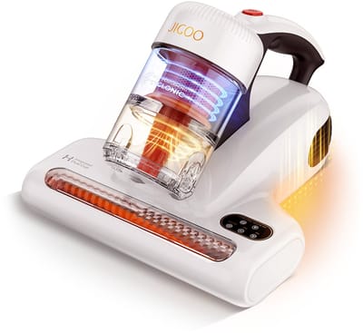 JIGOO J200 Smart Anti-Mijt Stofzuiger Voor Bed - 500W 13000Pa Suction, UV & 60°C Heat, Integrated Dual-Cup, Metal Brushroll, LED Display, for Mattress Sofa Carpet