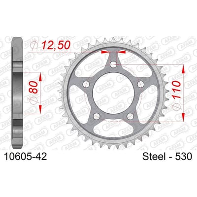 Stalen tandwiel Afam 530 42 dents