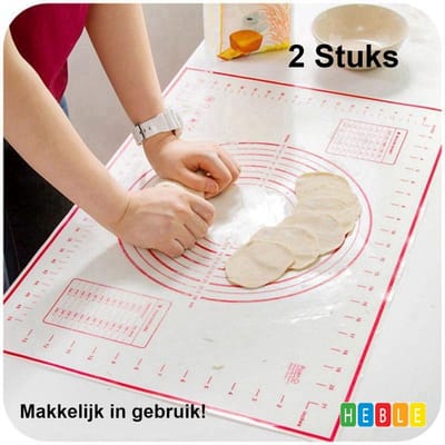 *** 2x Siliconen Bakmat non-Stick - voor Fondant, deeg, isomalt - uitrolmat - 60 x 40 cm - van Heble® ***