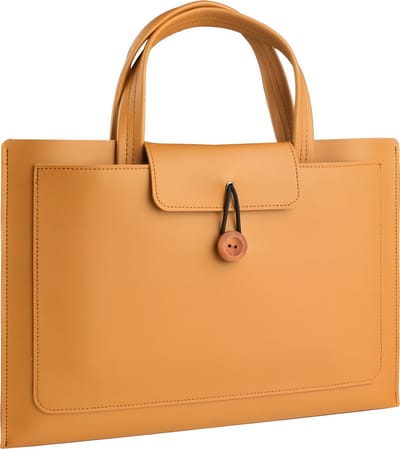 Laptoptas 11 tot 14 inch - 3 Vakken - Vegan Leer - Laptophoes - Laptop Tas - Geschikt voor o.a Dell XPS 13, MacBook Air Pro, Surface Pro 9, ChromeBook - Geel