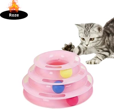 Livano Kattenspeelgoed - Voor Katten - Cat Toy - Kattenspeeltjes - Kattentoren - Met Balletje - Roze