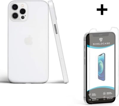 ShieldCase Extreem dun geschikt voor Apple iPhone 12 / 12 Pro hoesje - 6.1 inch - transparant + glazen Screen Protector - Ultra dun hoesje - Super dunne case - Dun hoesje doorzichtig - Transparant hoesje - Transparante case doorzichtig + glas