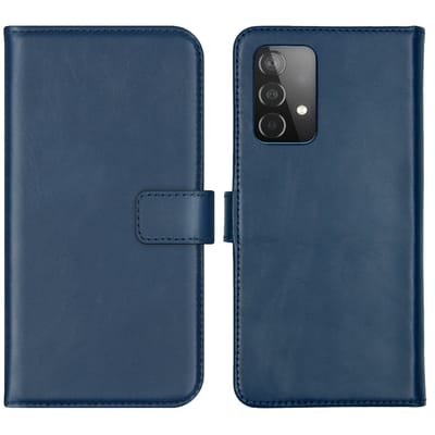 Selencia Hoesje - Geschikt voor Samsung Galaxy A52 (4G) / A52s / A52 (5G) - Echt Lederen Bookcase - Blauw