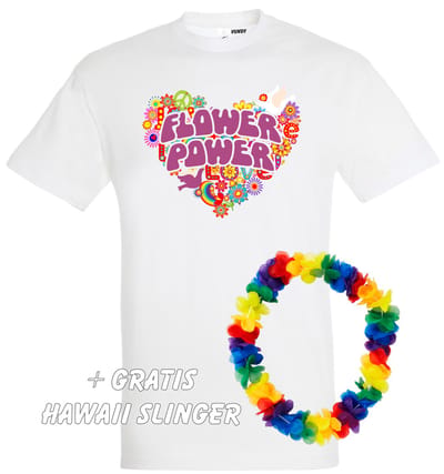 T-shirt Flower Power Hart | Love for all | Gay pride | Regenboog LHBTI | Wit | maat XS