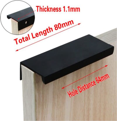 DW4Trading RVS Profiel Handgreep met Schroeven - Keuken Meubel Deur - Zwart - 80 mm