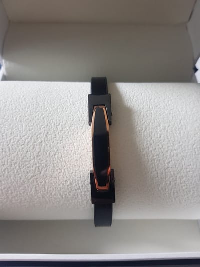 Claudia Koch Bracelet Men Genuine Leather With Stainless Steel, Black Rosegold