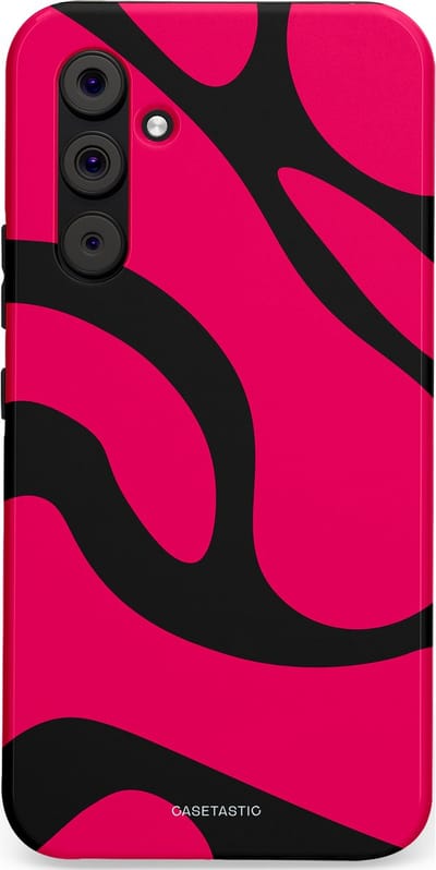 Casetastic hoesje geschikt voor Samsung Galaxy A54 (2023) 5G - Dubbellaagse bescherming - Zwart Roze Mamba Golven - Fashion Case - Roze Zwart