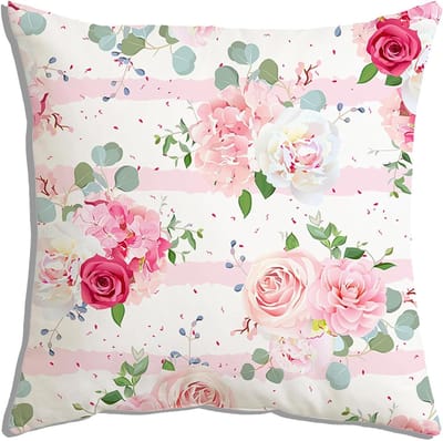 Set van 2 Decoratieve Kussenslopen met Roze Bloemenprint voor Bank, Stoel en Slaapkamer - 45 x 45 cm