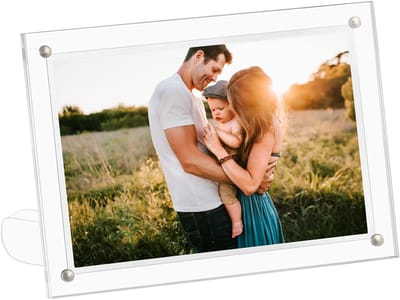 Dailygoods- Fotolijst 10x15 cm - Acryl Fotolijst - Frameloze Stand - Magnetische Houder - Verticale/Horizontale Weergave - Schokbestendig