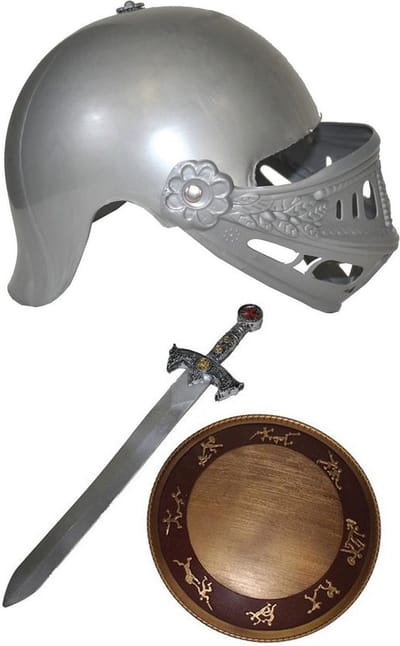 Funny Fashion - Ridder verkleed set - voor kinderen - helm / zwaard / schild - kunststof - wapens