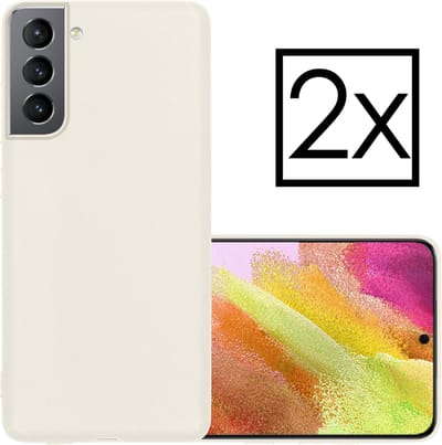 Hoesje - 2 Stuks - Geschikt voor Samsung Galaxy S21 FE - Sterk & Shockproof - Case Siliconen - Back Cover - Telefoon Hoes - Wit