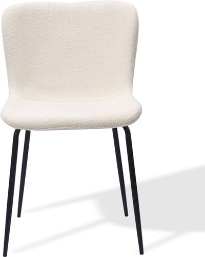 Wishdor - Eetkamerstoelen Set Van 2 - Hoge Ronde Rugleuning - Ergonomische Lendensteun - Ademend Stoffen Bekleding - Schuimvulling En Stevige Metalen Poten - Scandinavische Stijl - Voor De Eetkamer - Wit