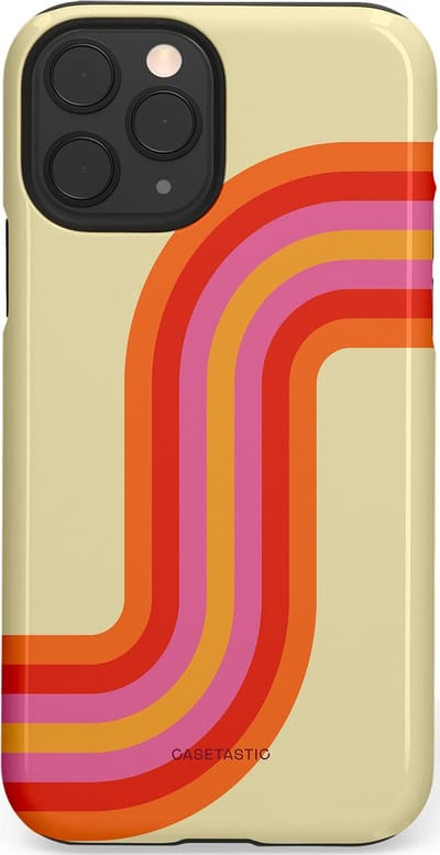 Casetastic hoesje geschikt voor Apple iPhone 11 Pro - Dubbellaagse bescherming - Retro bocht - Fashion Case - Zand Rood Oranje Roze