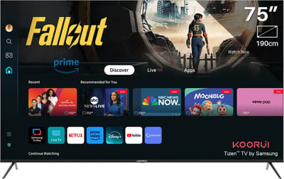 Koorui Tizen by Samsung Smart TV - QLED 4K Ultra HD - 75 inch/191 cm - Voice Controle - Streaming apps – AirPlay – Hotelmodus - HDMI x3, USB x2, CI+ - Tripple Tuner DVB-T/T2/S/S2/C - Frameless Design - Geassembleerd in Nederland - K75D5UQ-T8