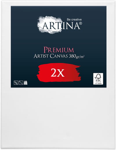 Artina Set van 2 Schildersdoeken 30x40 cm - FSC® Schildersdoek 2 Stuks - Premium Canvas Dubbel Geprimed Spieraam Wit