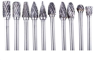Dailygoods- Bramen Set 10 Stks - Dubbele Cut - Wolfraam Staal - Solid Carbide - Twist Boor 1/8 inch (3mm) - Voor Dremel Tools - Rotary Bur