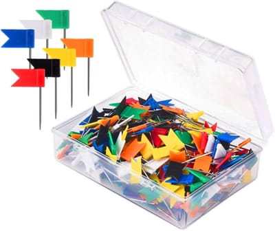 Reiskaart Speldjes - Gekleurde Punaises - Kaart Markeren - Vlag Vorm - 100 Stuks - Assorti