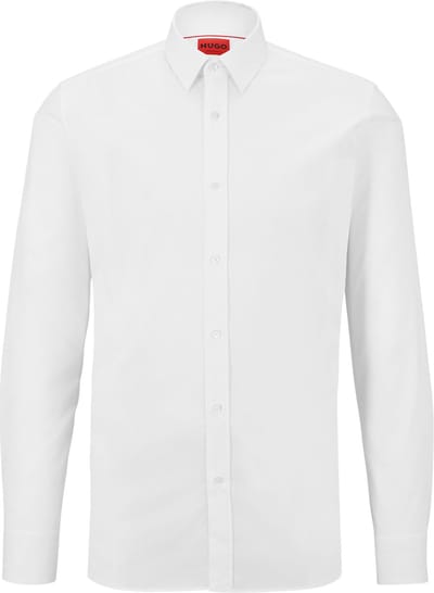 HUGO Elisha slim fit overhemd - popeline - wit - Strijkvriendelijk - Boordmaat: 38