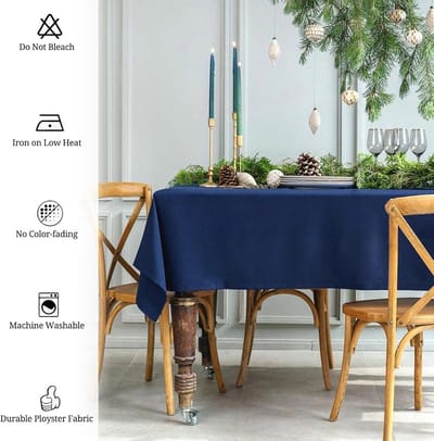 Set van 8 Marineblauwe Tafelkleden voor Rechthoekige Tafels - 60 x 102 Inch - Wasbaar en Duurzaam