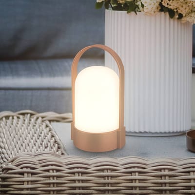 B.K.Licht Asa - Oplaadbare Tafellamp - snoerloze lamp - dimbaar - kampeerlamp - tentlamp - 50 Lm - voor binnen en buiten - 9 x 8 x 15,5 cm - bruin metallic
