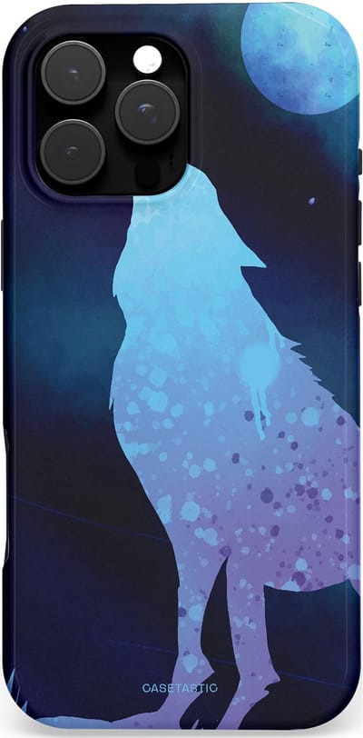 Casetastic Hoesje Geschikt voor Apple iPhone 16 Pro Max Magsafe - Stijlvolle Beschermende Duo-layer Case - Blauwe Wolvennacht